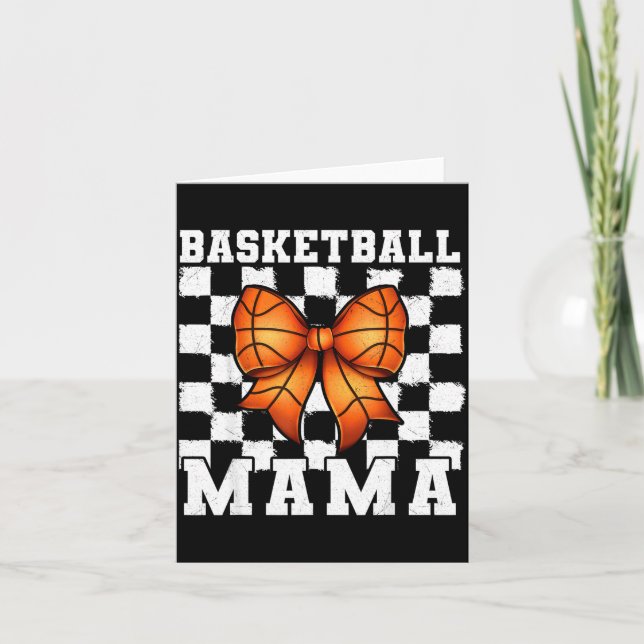 Carte Maman de basketball Coquette Bow Jour de match Drô (Devant)