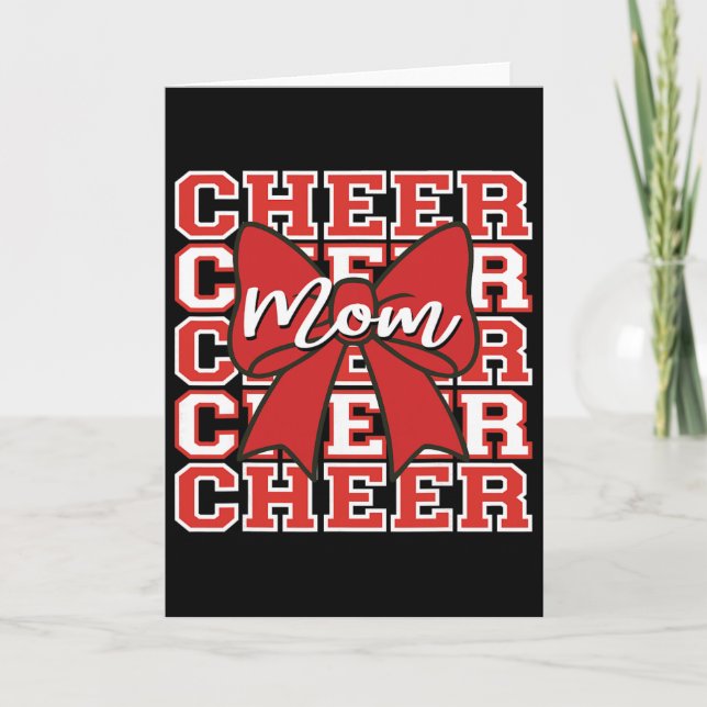Carte Maman de cheerleading Jour de match Rouge Bow Chee (Devant)