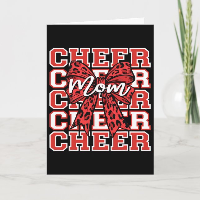 Carte Maman de cheerleading jour de match rouge léopard  (Devant)