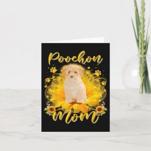 Carte Maman de chien Poochon avec pattes de chien tourne