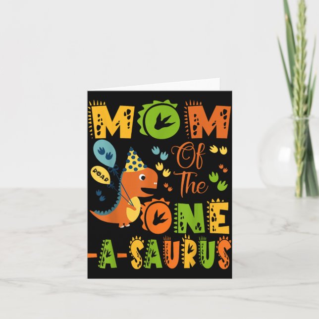 Carte Maman De La Partie Dinosaure D'Un-A-Saurus 1er Ann (Devant)
