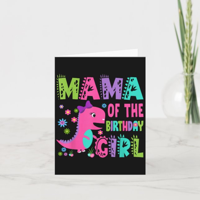 Carte Maman De L'Anniversaire Fille Saurus Rex Dinosaur  (Devant)