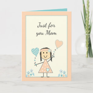 Carte Maman de petite fille pêche message d'anniversaire
