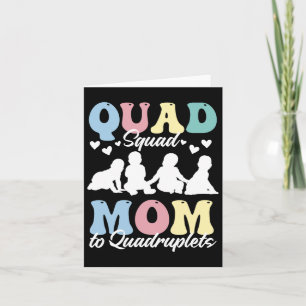 Carte Maman de quadruplés Quad Squad Mami Mama Maman Mot