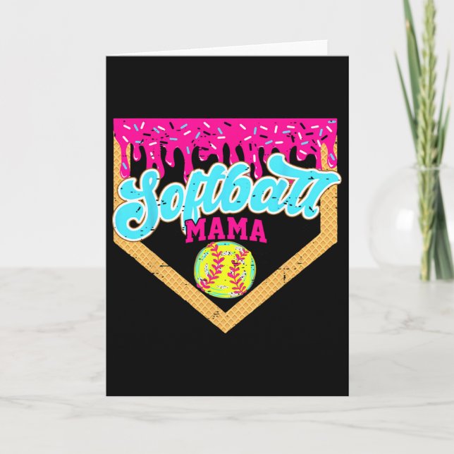 Carte Maman de softball goutte drôle journée de jeu soft (Devant)