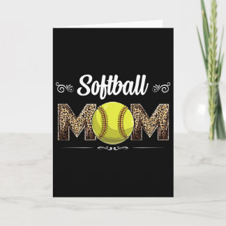 Carte Maman de softball léopard drôle balle maman fête d