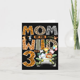Carte Maman de Wild Three 3e anniversaire garçon safari