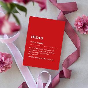 Carte Maman définition Rouge Moderne Personnalisé Noms E