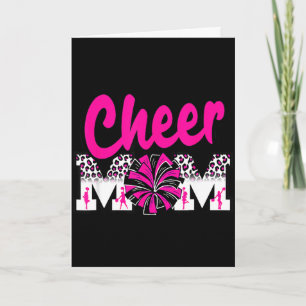Carte Maman des pom-pom girls rose chaud lettres léopard