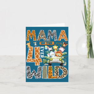 Carte Maman des quatre anniversaire 4 ans de safari sauv