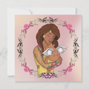 Carte Maman Desi tenant son bébé ange