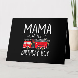 Carte Maman du camion de pompiers du garçon d'anniversai