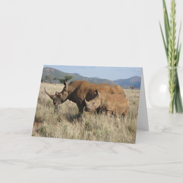 Carte Maman et bébé de rhinocéros (Devant)