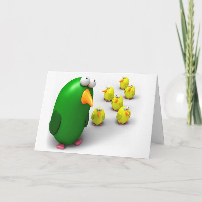 Carte Maman et poussins d'oiseau (Devant)