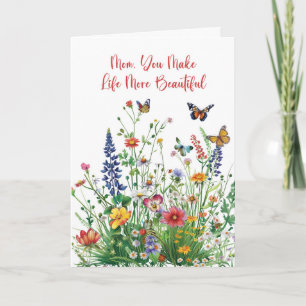 Carte Maman Fête des mères Amour en Fleur sauvage en fle