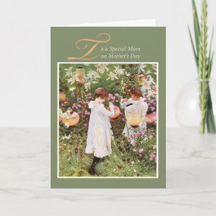 Carte Maman, Fête des mères, Filles dans le jardin des f