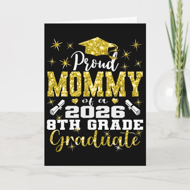 Carte Maman fière de diplômée de 8e année 2026 Diplômée  (Devant)