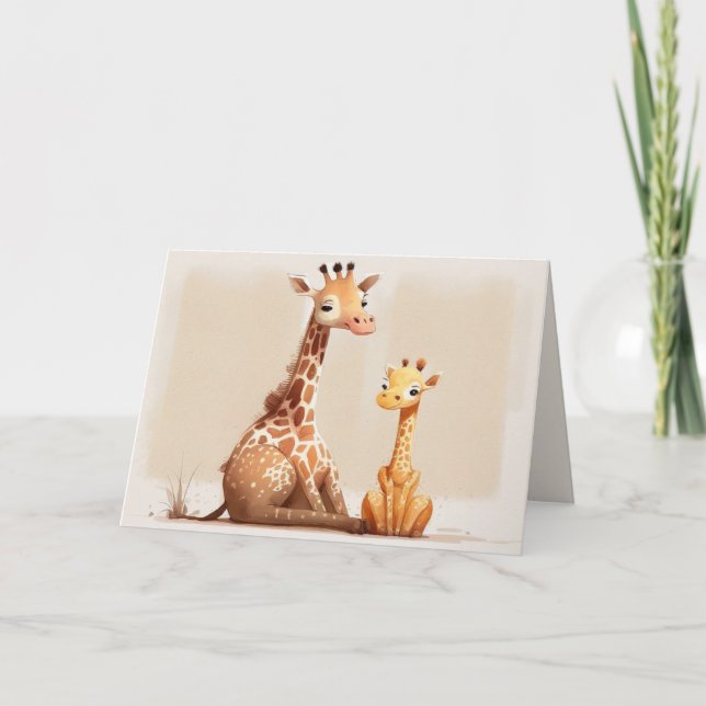 Carte Maman Giraffe avec bébé (Devant)