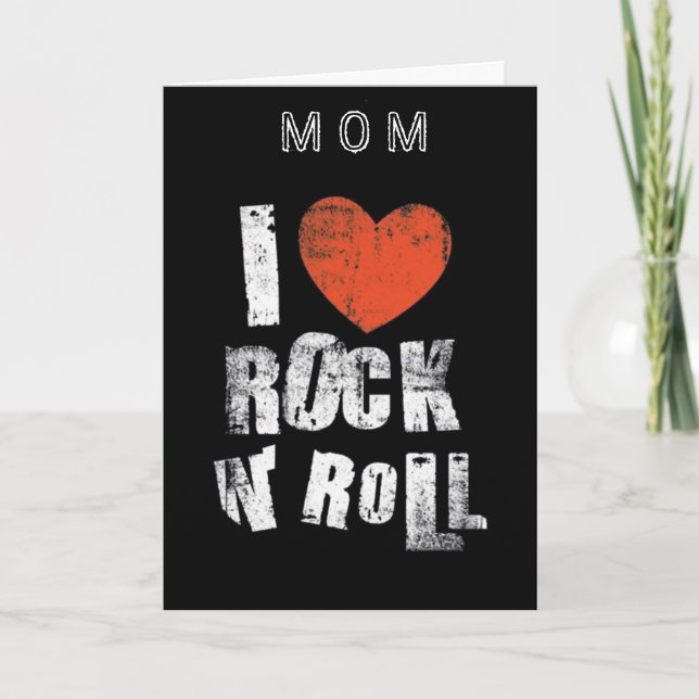 CARTE "MAMAN" J'AIME ROCK ET ROLL ET "VOUS" JOUR DE LA M (Devant)