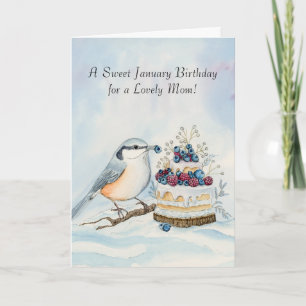 Carte Maman Joyeux Anniversaire de Janvier Oiseau à Poit