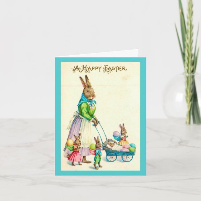 Carte Maman lapin & lapereaux (Devant)