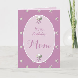 Carte Maman mauve floral shabby chic Anniversaire