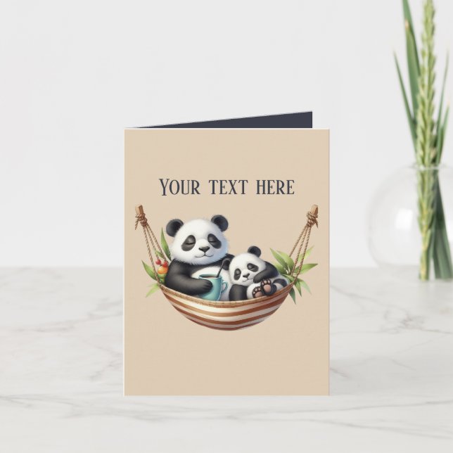 Carte Maman mignonne bébé pandas ajoutez du texte (Devant)