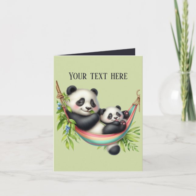Carte Maman mignonne et bébé ours panda  (Devant)