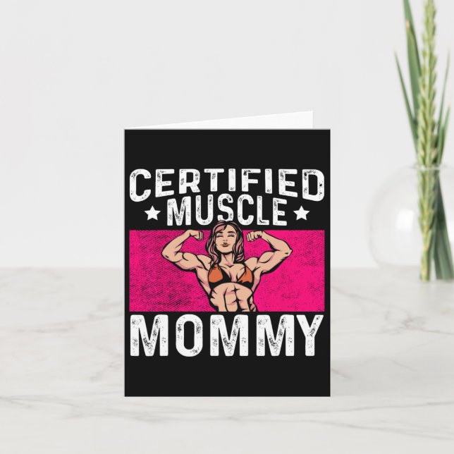 Carte Maman Musclée Certifiée Bodybuilder Fête des Mères (Devant)