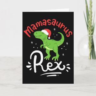 Carte Maman Noël Saurus Rex Dinosaure Mère Noël
