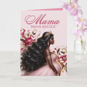 Carte Maman noire attend bébé Rose Gold Royal Baby Showe