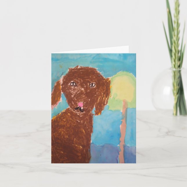 Carte "Maman, on peut avoir un chien ? (Pastels à l'aqua (Devant)