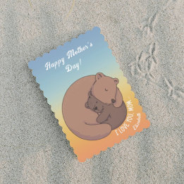 Carte Maman Ours Accrocher bébé Ours Cub Fête des mères