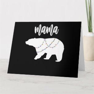Carte Maman Ours Ours Polaire Guirlande Lumineuse Noël