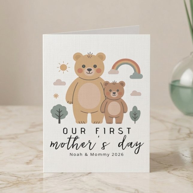 Carte Maman Ourson Mignon Bébé Premier Anniversaire de M (Créateur téléchargé)