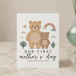 Carte Maman Ourson Mignon Bébé Première Fête des Mères A