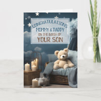 Maman Papa Bleu Nouveau bébé Félicitations
