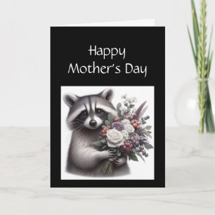Carte Maman raton amusante Fête des mères Raton fleurs