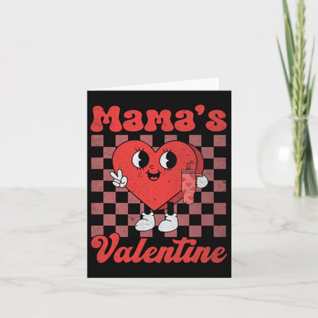 Carte Maman Rétro Groovy Est Ma Saint-Valentin Cœur Mign (Devant)