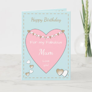 Carte Maman Shabby Chic rose Anniversaire