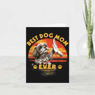 Carte Maman shih tzu coucher de soleil rétro drôle journ