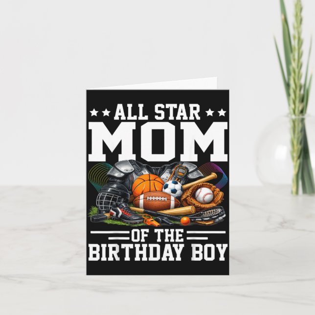 Carte Maman Star Du Garçon D'anniversaire Baseball Footb (Devant)