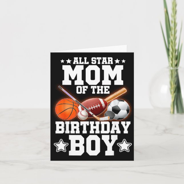 Carte Maman Star Du Garçon D'anniversaire Baseball Footb (Devant)
