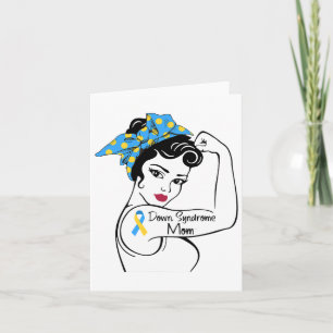 Carte Maman Syndrome de Down T21 Maman Ruban Bleu Jaune