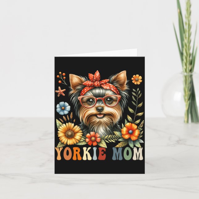 Carte Maman Terrier du Yorkshire Amoureuse des Chiens Fê (Devant)