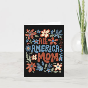 Carte Maman Tout Américaine 4 Juillet Usa Floral Fête De