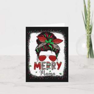 Carte Maman Vie Messy Bun Plaid Leopard Xmas Joyeux Mama