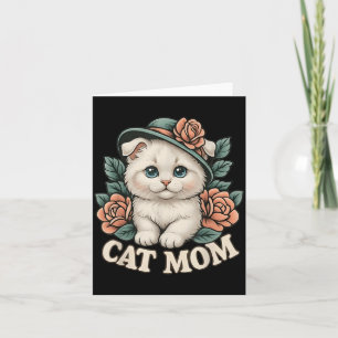 Carte Maman Vintage Maman Chat Maman Chaton Fleurs Drôle