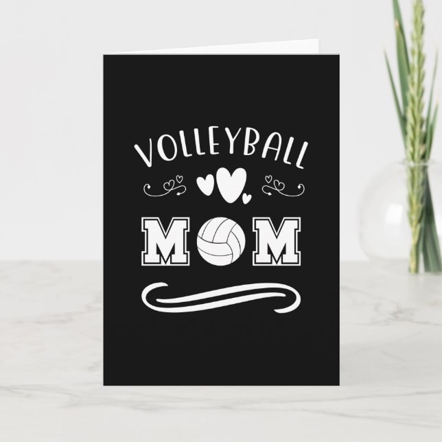 Carte Maman Volley-ball Texte de typographie noir et bla (Devant)