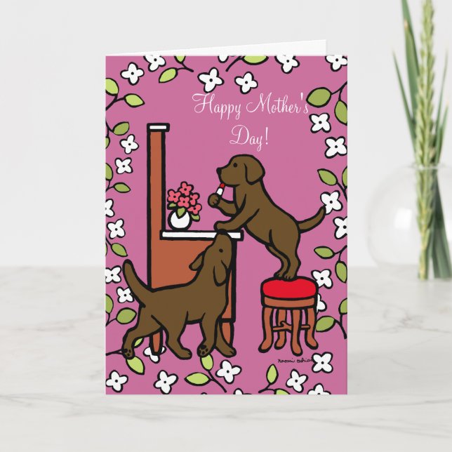 Carte Maman's Chocolate Lab Puppy Duo (Devant)